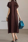 linen-blend-jacquard-a-line-shirt-dress-in-brown