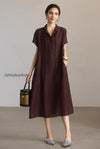 linen-blend-jacquard-a-line-shirt-dress-in-brown